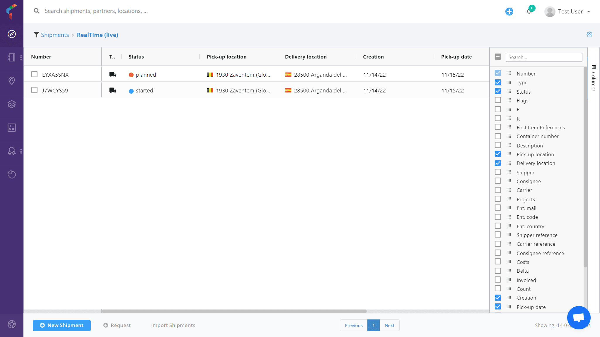 shipment overview